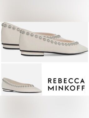 Rebecca Minkoff Women's Pointed Toe Studded Ballet Flat - Cream